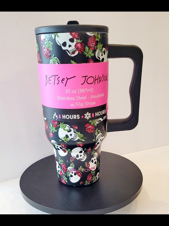Betsey Johnson Accessories - Betsey Johnson Black Skull & Rose Insulated Tumbler
